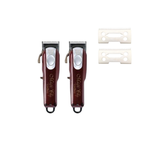 2 WAHL CORDLESS MAGIC CLIPS, 2 FREE CERAMIC BLADES