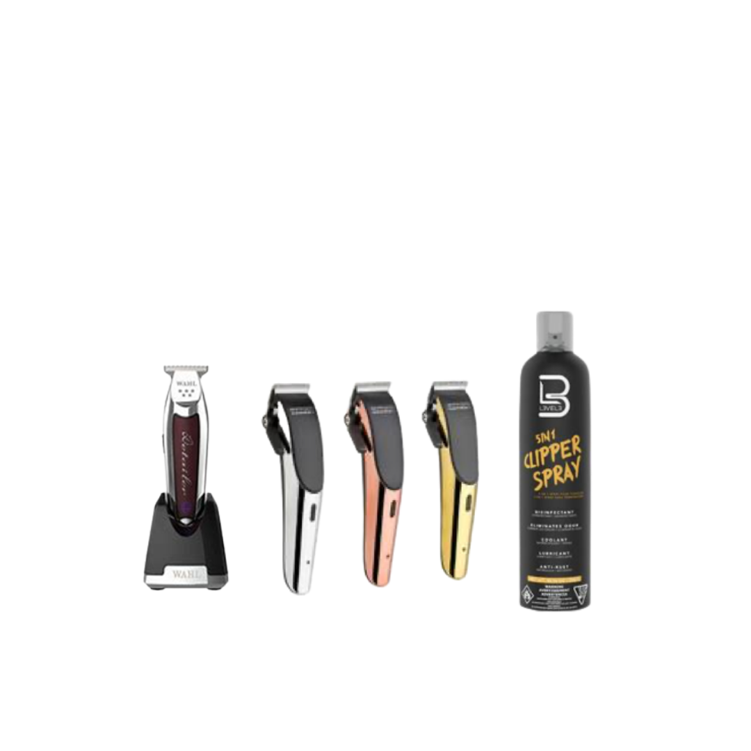 WAHL CORDLESS MAGIC CLIPS, FX TRIMMER, LEVEL 3 DISINFECTANT, 2 FREE CLIPPER  GRIPS