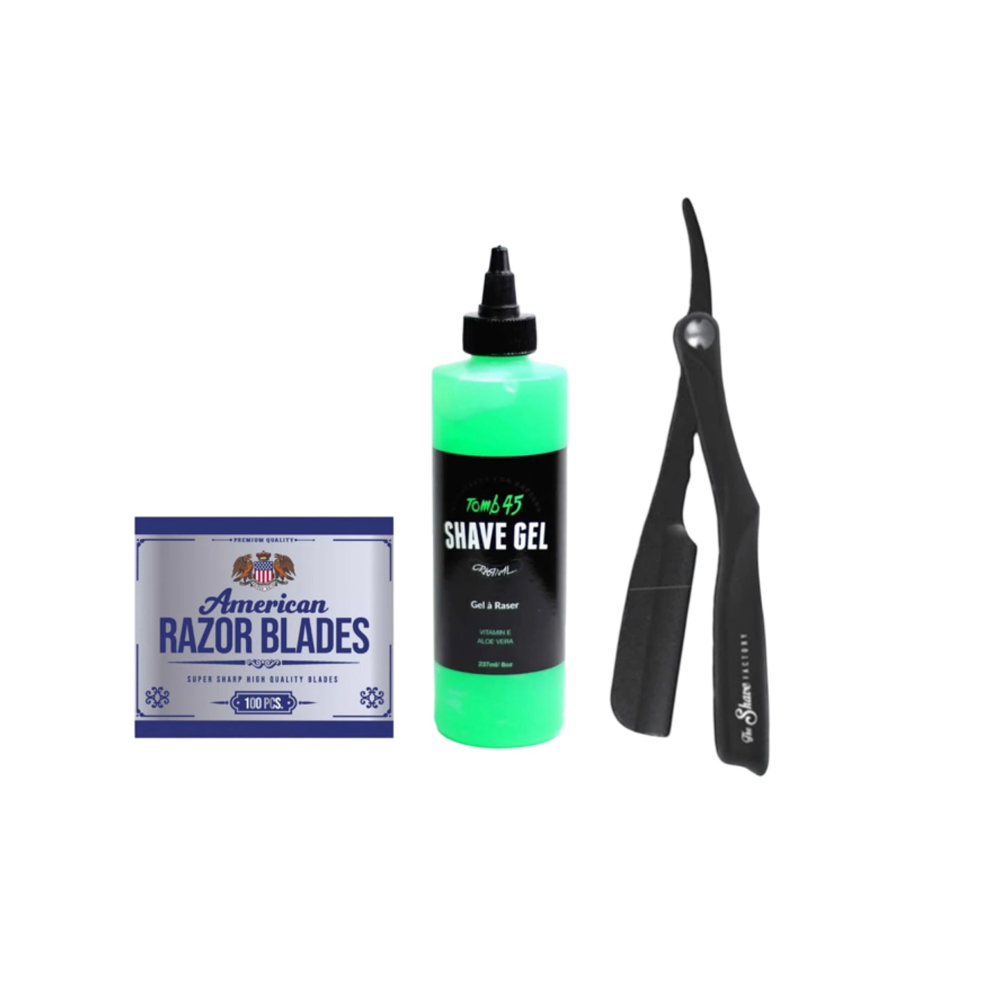 Pinch Razor Holder,Shave gel, Single edge blades