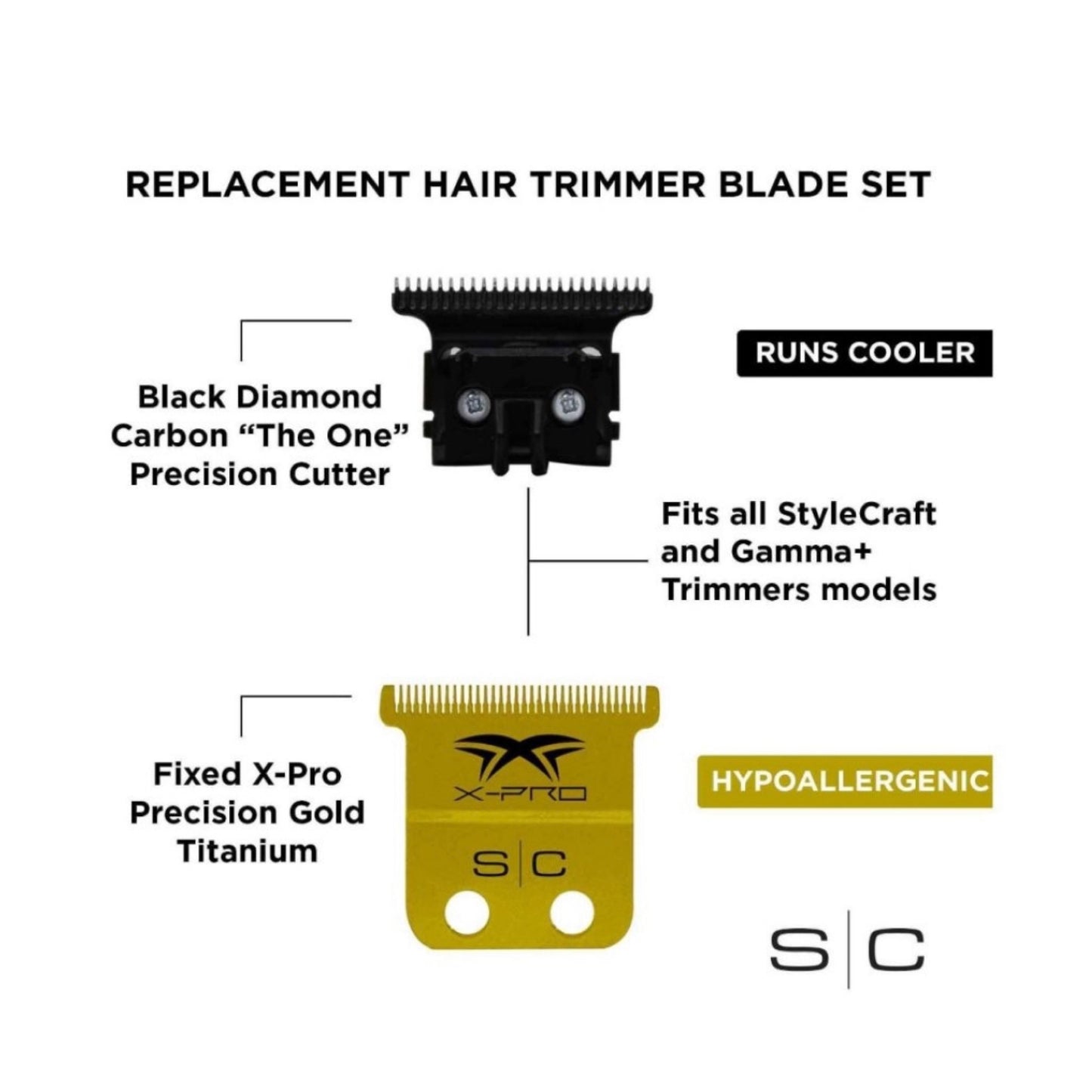 StyleCraft Fixed X-Pro Precision Gold Titanium Trimmer Blade with DLC The One Precision Deep Tooth Cutter