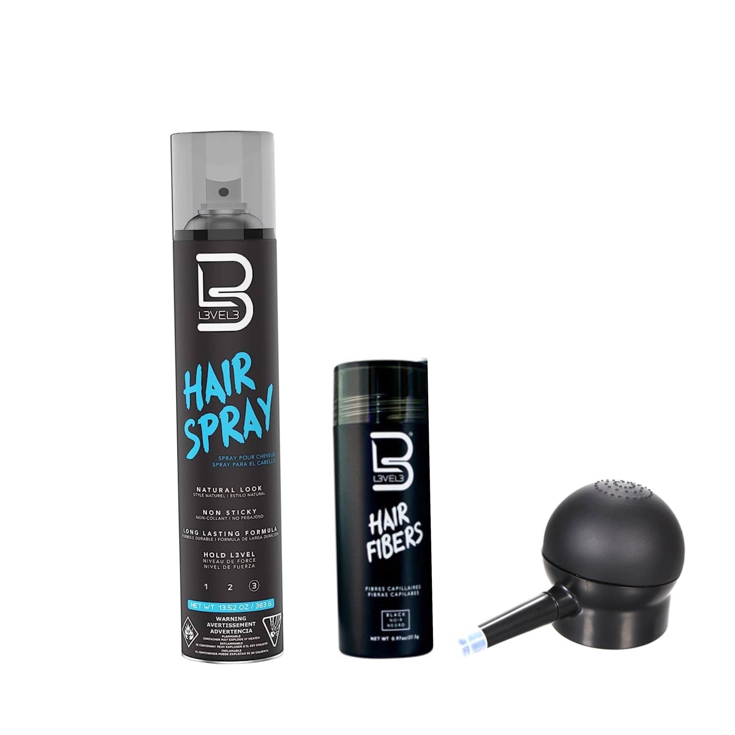 Level 3 hair spray, Fibers and Fiber pump