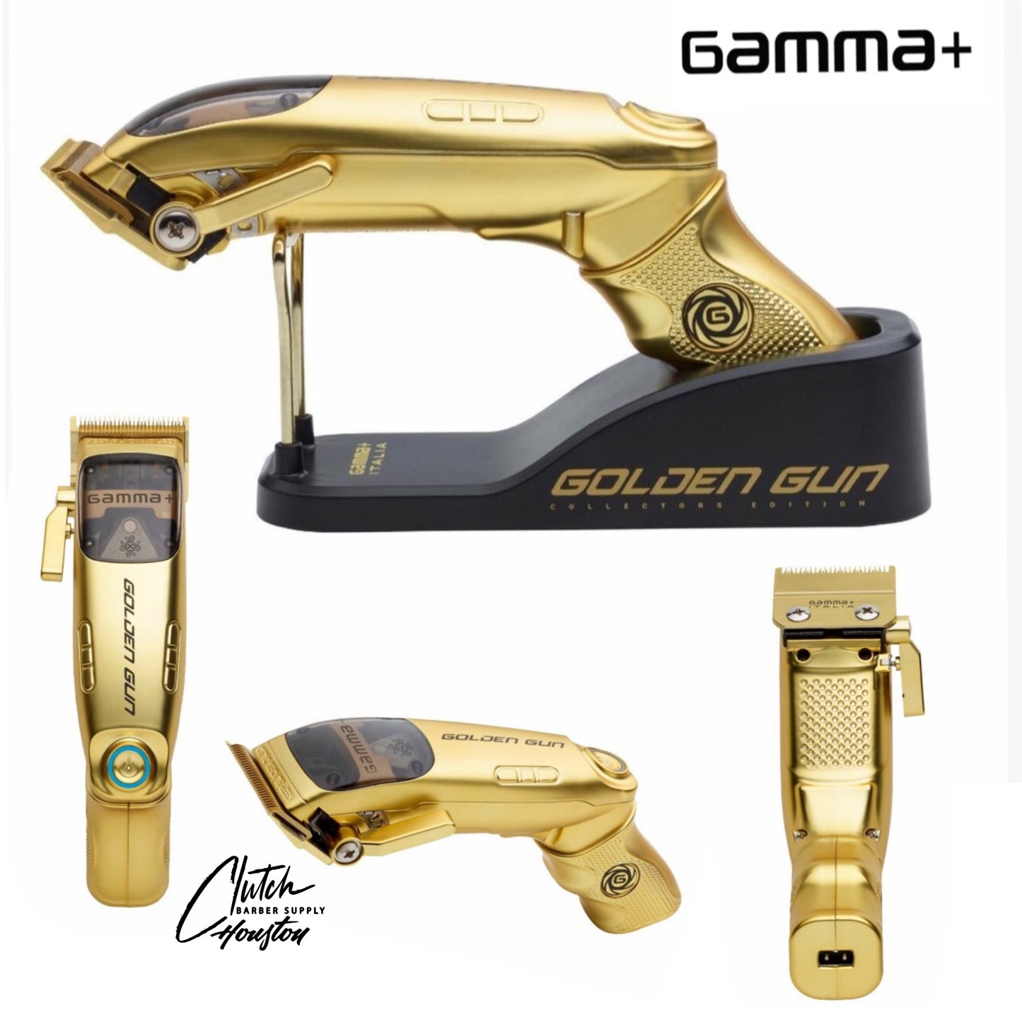 GAMMA+ GOLDEN GUN CORDLESS CLIPPER WITH 9V MAGNETIC MICROCHIPPED MOTOR – Collector’s Edition